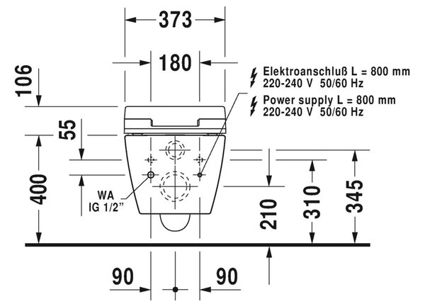 Duravit ME by Starck - Závesné WC pre SensoWash, biela 2528590000