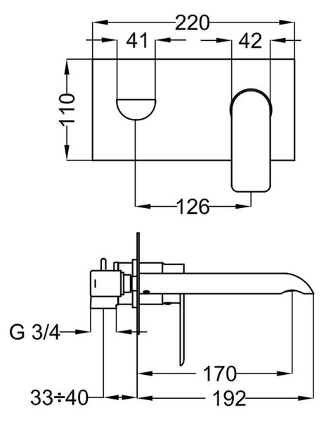 Teorema XS - Umývadlová batéria pod omietku, komplet, chróm 8X314