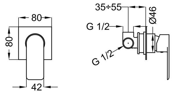 Teorema XS - Sprchová batéria pod omietku - komplet, chróm 8X000