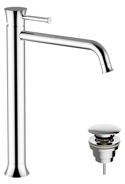 Teorema Scaccomatto - Umývadlová batéria stojanková s Push-Open zátkou, pre voľne stojace umývadlá, výška 235 mm, chróm 8Y375