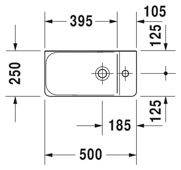Duravit P3 Comforts - Umývadielko 500x250 mm, bez prepadu, biela 0715500000