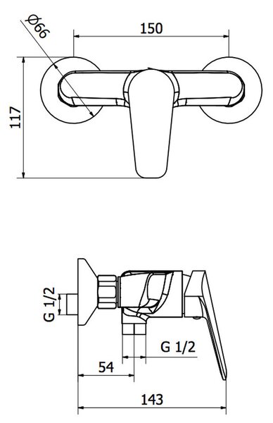Teorema Slyce - Sprchová batéria nástenná, rozteč 150 mm, chróm 9C210
