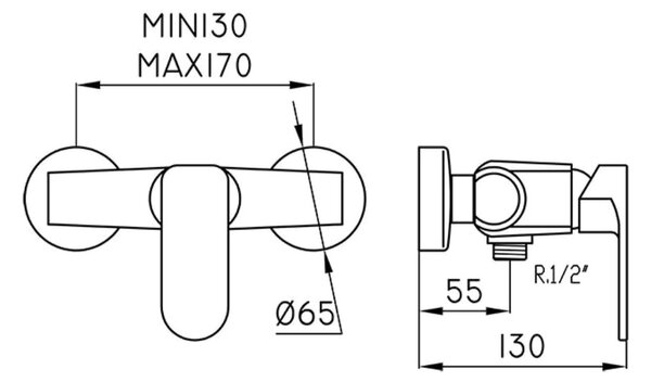 Teorema Sigma - Sprchová batéria nástenná, chróm 8Z210