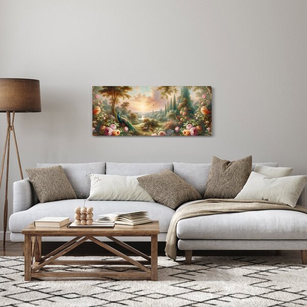 Obraz - Pávy v záhrade (120x50 cm)