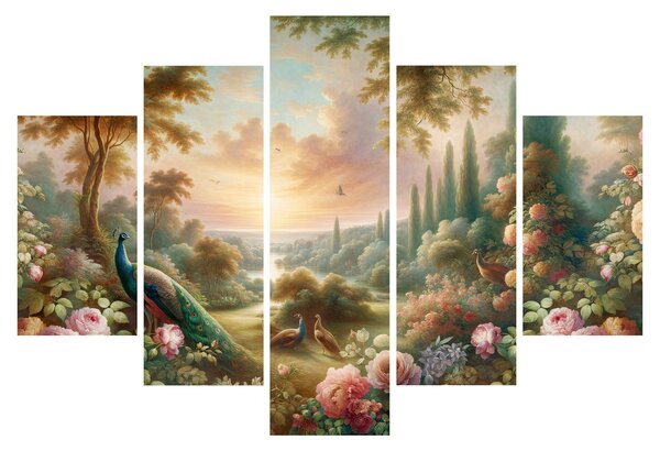 Obraz - Pávy v záhrade (150x105 cm)