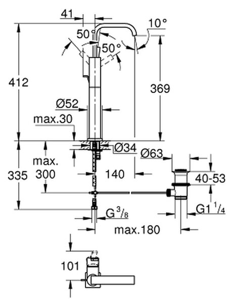 GROHE Allure - Páková umývadlová batéria, XL-size, chróm 32249000