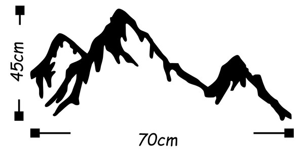 ASIR Nástenná dekorácia HORSKÉ ŠTÍTY kovová čierna 70 cm