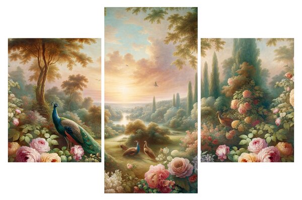 Obraz - Pávy v záhrade (90x60 cm)