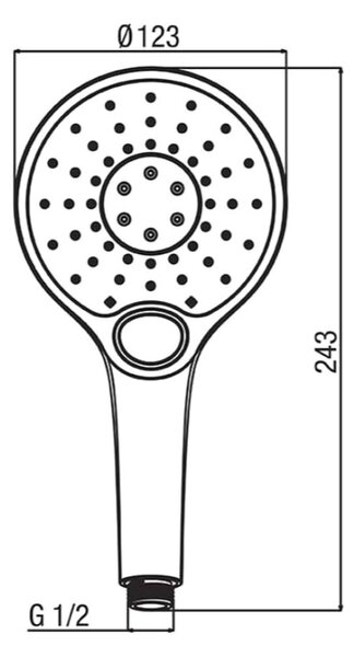 Alpi Idroterapia - Ručná sprcha s tlačidlom SELECT Ø123 mm, tri prúdy, chróm DC060CR