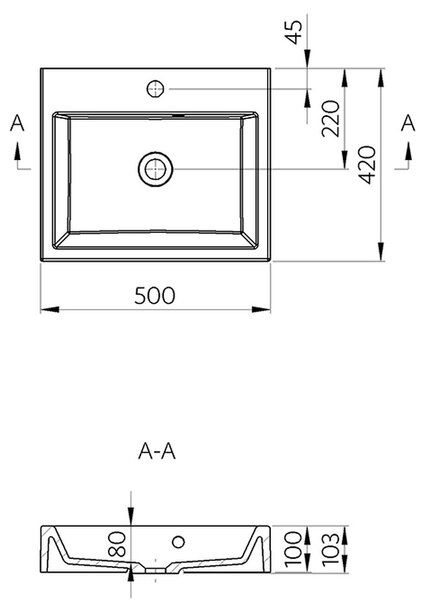 Vima 185 - Umývadlo na stenu 500x420 mm, biela