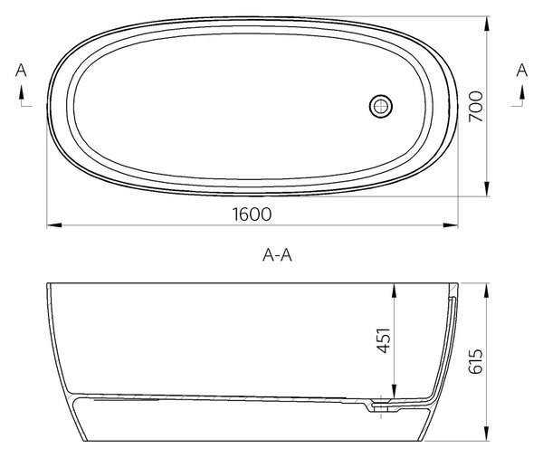 Vima 100 - Vaňa 1600x700 mm, biela