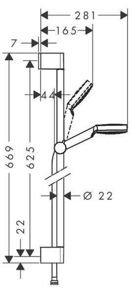 Hansgrohe Crometta - Sprchová súprava 1jet so sprchovou tyčou 65 cm, biela/chróm 26533400