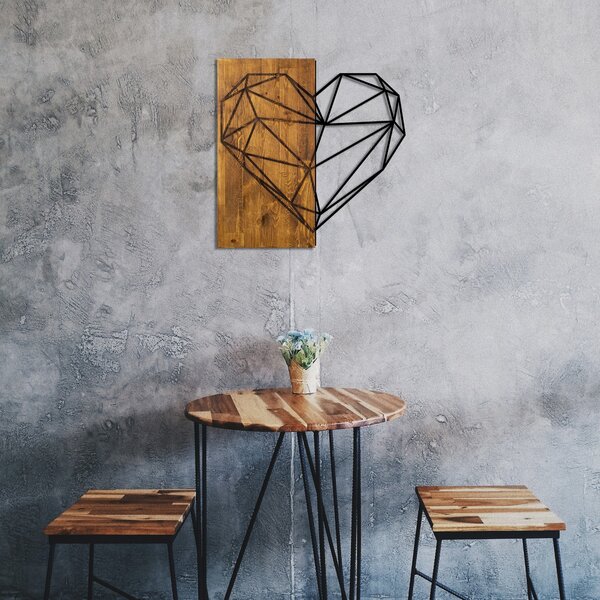 ASIR Nástenná dekorácia GEOMETRICKÉ SRDCE 58 cm kov, drevo