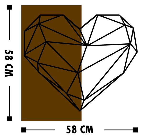 ASIR Nástenná dekorácia GEOMETRICKÉ SRDCE 58 cm kov, drevo