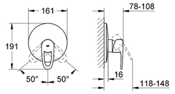 GROHE Europlus - Páková sprchová batéria pod omietku, chróm 19537001