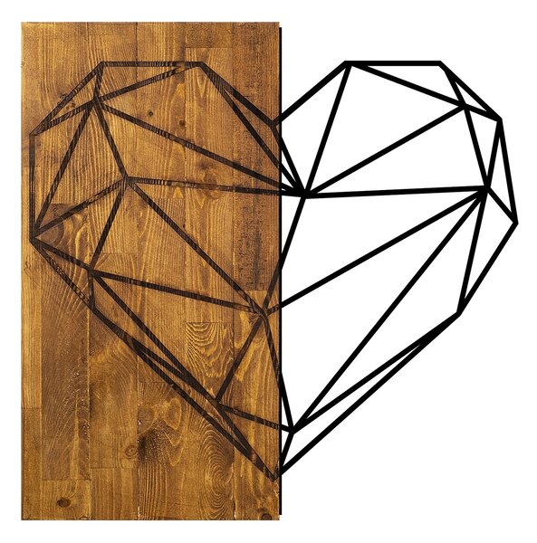 ASIR Nástenná dekorácia GEOMETRICKÉ SRDCE 58 cm kov, drevo