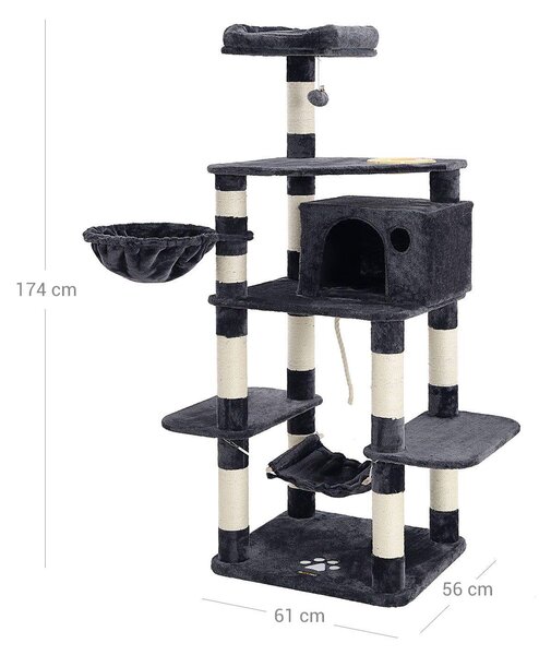 SONGMICS Mačacie škrabadlo Muserola 174 cm tmavo šedé