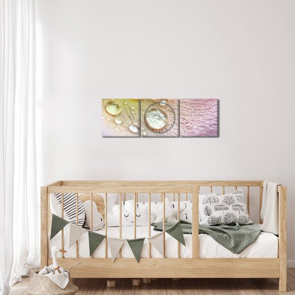 Obraz - Kvapky rosy (s hodinami) (90x30 cm)