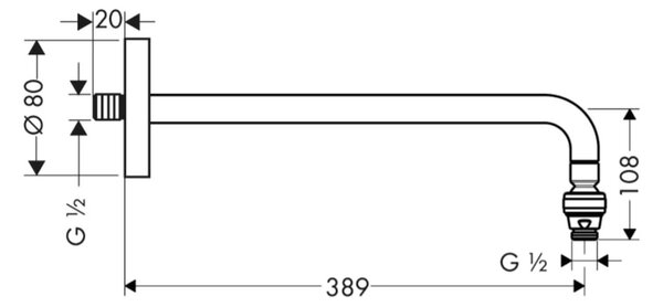Hansgrohe - Sprchové rameno 389 mm, chróm 27417000