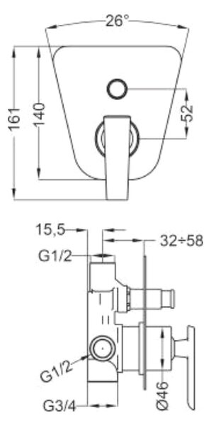Teorema Code - vaňová batéria pod omietku, chróm, TECO72010