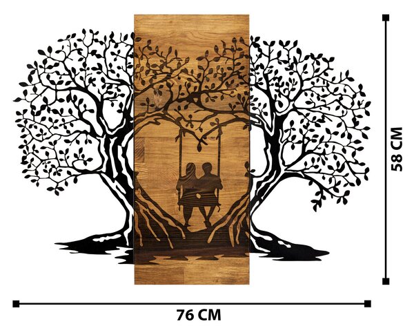 ASIR Dekorácia na stenu STROMY 76 cm drevo, kov