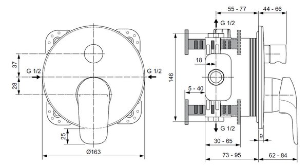 Ideal Standard Set 3 - Sprchový systém s podomietkovou pákovou batériou CeraFlex, komplet, chróm IS Set 3