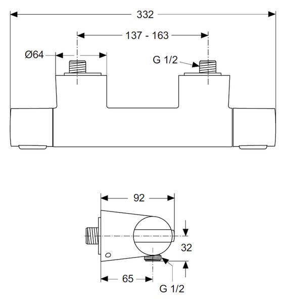 Ideal Standard CeraTherm 200 - Sprchová batéria nástenná termostatická, chróm A4627AA