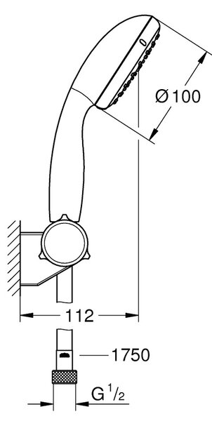 GROHE Tempesta 100 - Sprchový set s držiakom, 2 prúdy, chróm 2760110E