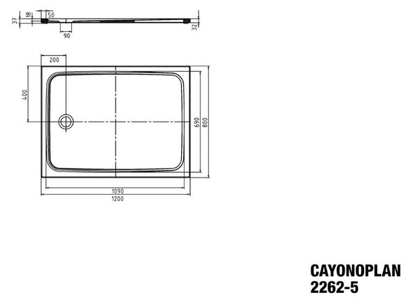 Kaldewei Cayonoplan - Sprchová vanička 1200x800 mm, so zníženým polystyrénovým nosičom, alpská biela 362247980001