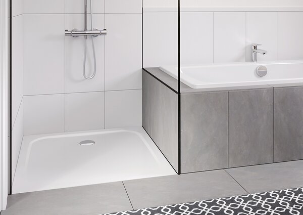 Kaldewei Cayonoplan - Sprchová vanička 1000x1000 mm, so zníženým polystyrénovým nosičom, alpská biela 361847980001