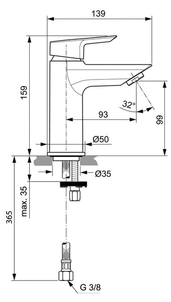 Ideal Standard Tesi - Umývadlová batéria bez odtokovej garnitúry, chróm A6559AA