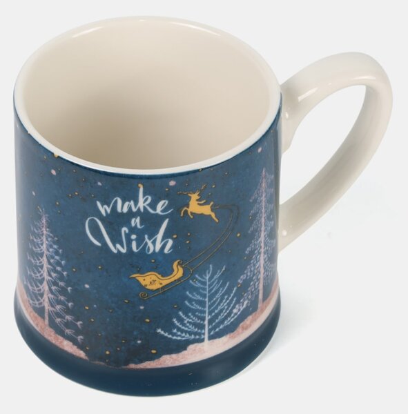 Sinsay - Keramický vianočný hrnček s nápisom „Make a Wish“ - biela