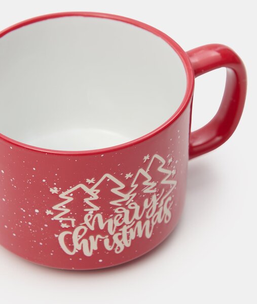 Sinsay - Vianočný kameninový hrnček s nápisom „Merry Christmas“ - červená