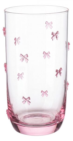 Pohár na vodu s motívom mašličiek - Ø 7*15 cm / 350 ml - Clayre & Eef