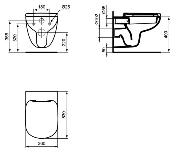 Ideal Standard Tempo - Závesné WC, biela T331101