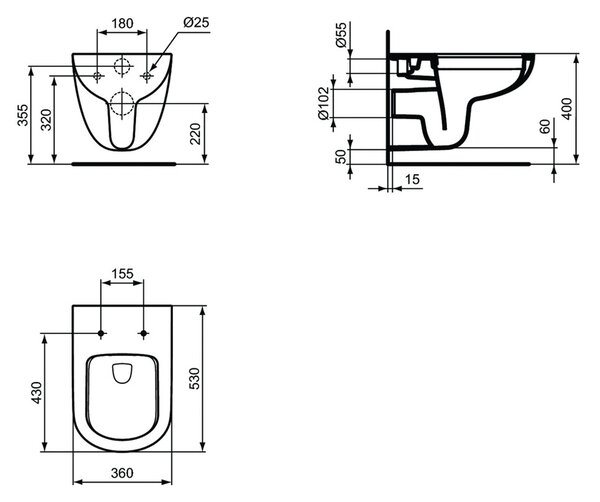 Ideal Standard Tempo - Závesné WC RIMLESS, biela T041501