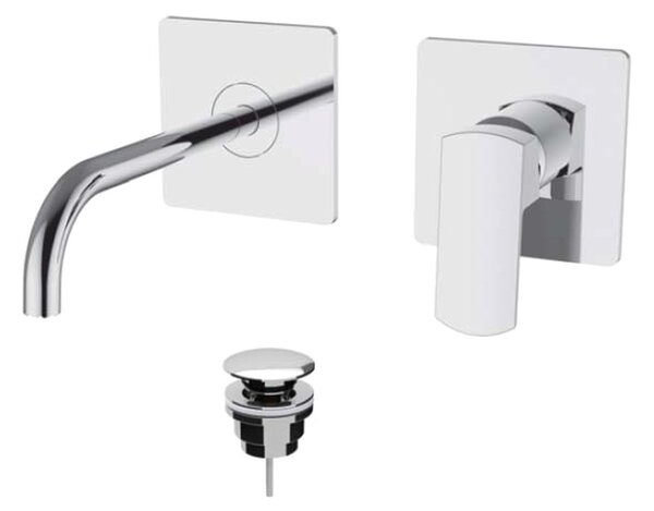 Teorema Edge- Umývadlová batéria pod omietku, komplet, výtok 220 mm, výpusť CLICK chróm 8E318