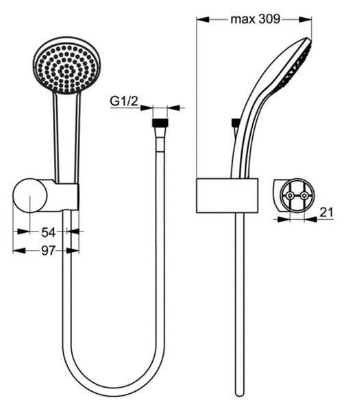 Ideal Standard Set 3 - Sprchový systém s podomietkovou pákovou batériou CeraFlex, komplet, chróm IS Set 3