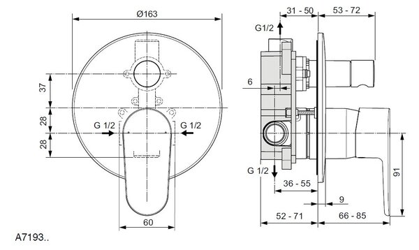 Ideal Standard Set 2 - Sprchový systém s podomietkovou pákovou batériou, komplet, Chróm IS Set 2