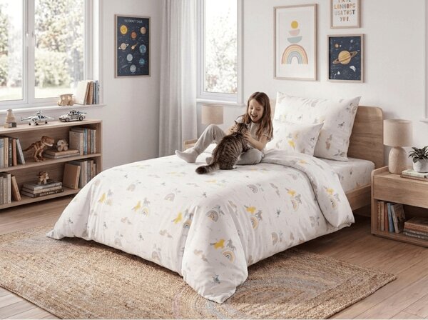 Detské bavlnené obliečky MAGIC UNICORN biele, 100% bavlna Rozmer obliečky: 70 x 90 cm | 140 x 200 cm