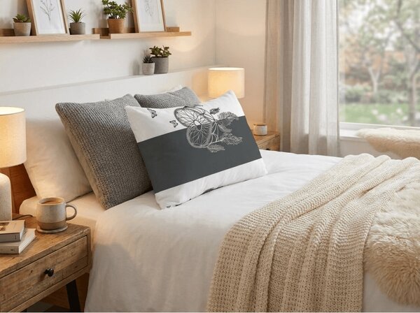 Polybavlnená obliečka na vankúš TIRSO POLY 50x70 cm, sivo-biely gombík