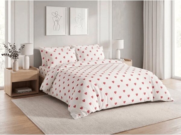 Bavlnené obliečky HEART CHARM biele, 100% bavlna Rozmer obliečky: 70 x 90 cm | 140 x 200 cm