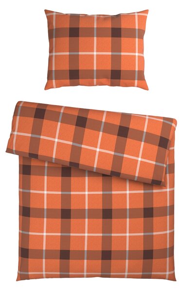 POSTEĽNÁ BIELIZEŇ, flanel, hnedá, oranžová, 140/200 cm Esposa - Obliečky & plachty