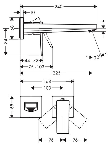 Hansgrohe Metropol - Umývadlová batéria pod omietku, výtok 225 mm, chróm 32526000