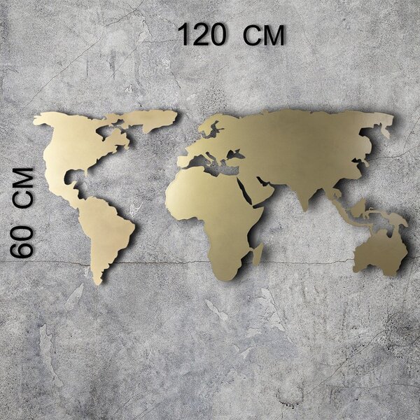 ASIR Kovová dekorácia na stenu MAPA SVETA 60 cm