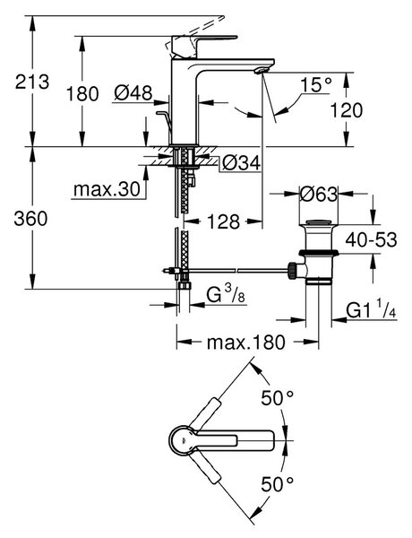 GROHE Lineare - Páková umývadlová batéria, veľkosť S, chróm 32114001
