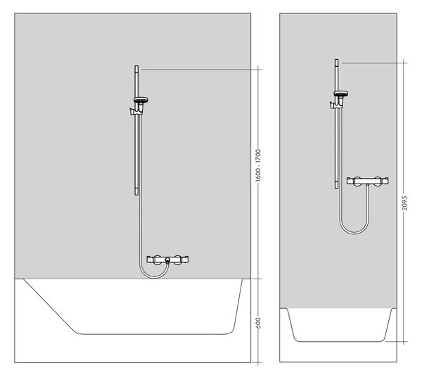 Hansgrohe Crometta - Vario sprchová súprava na stenu s termostatom Ecostat 1001 CL a sprchovou tyčou 65 cm, biela/chróm 27812400