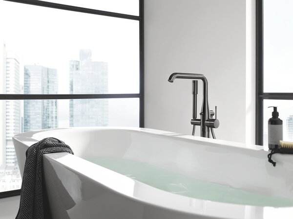 GROHE Essence - Páková vaňová batéria, montáž do podlahy, kartáčovaný Hard Graphite 23491AL1