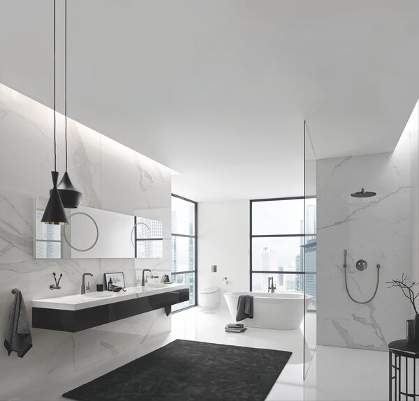 GROHE Essence - Páková vaňová batéria, montáž do podlahy, kartáčovaný Hard Graphite 23491AL1
