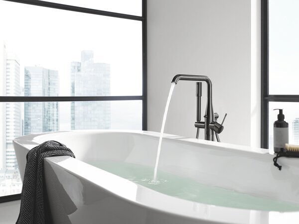 GROHE Essence - Páková vaňová batéria, montáž do podlahy, kartáčovaný Hard Graphite 23491AL1